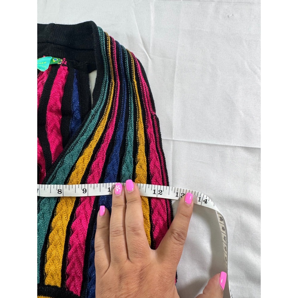 FARM Rio Multicolor Striped Knit Cropped Vest Top Size S Y2K Boho Festival - Picture 5 of 5